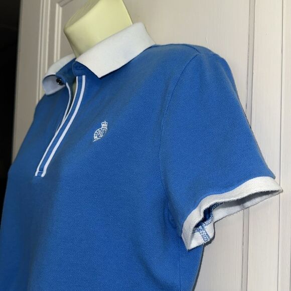 Vtg Ralph Lauren Blue Cotton Short Sleeve Polo Shirt with White Collar & Trim - Picture 4 of 9